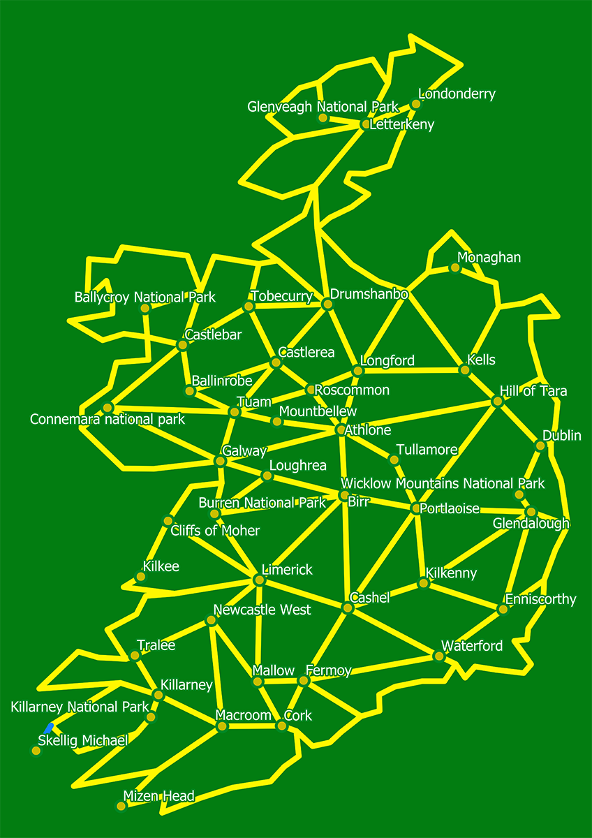 Plán kukuřičného bludiště Benešov - Bystřice - Labyrint Irsko