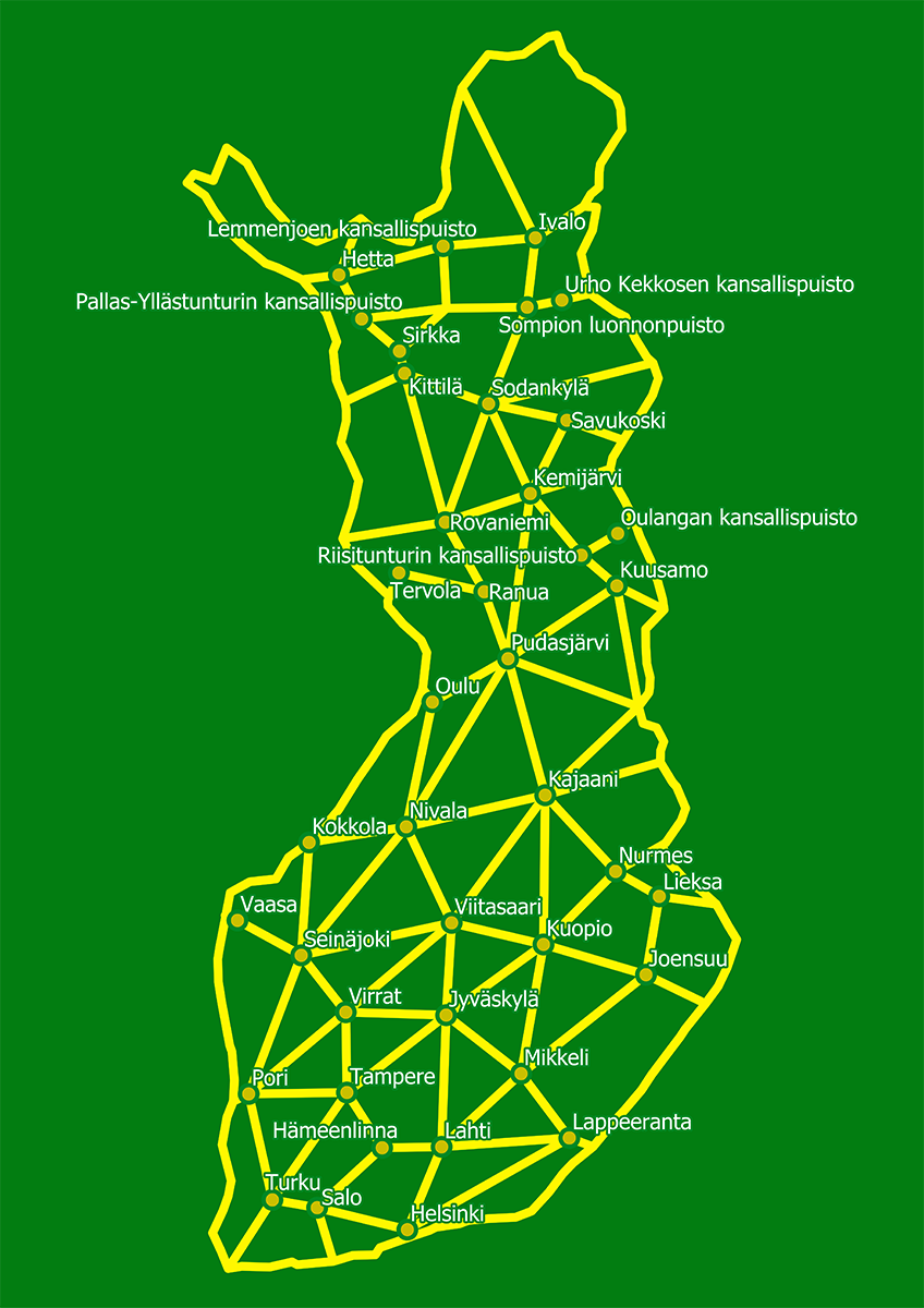 Plán kukuřičného bludiště Telč - Labyrint Finsko